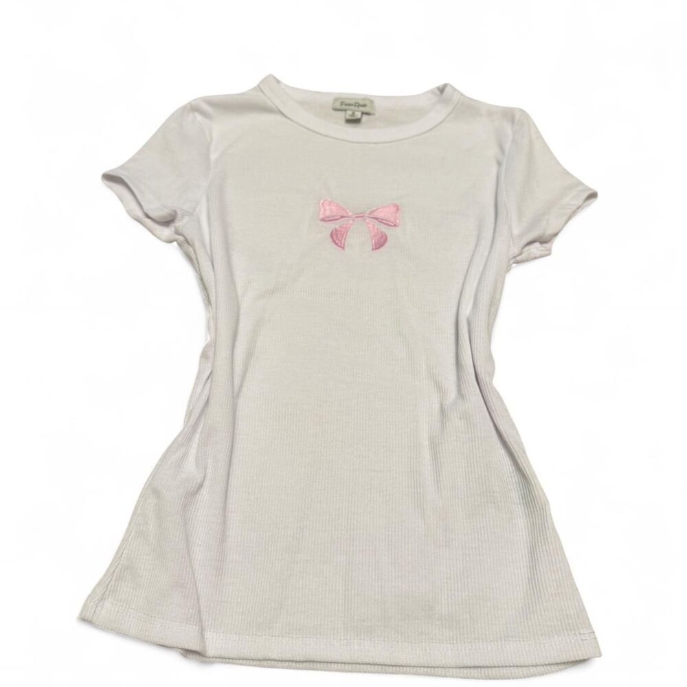 Bow Women's White and Pink T-shirt